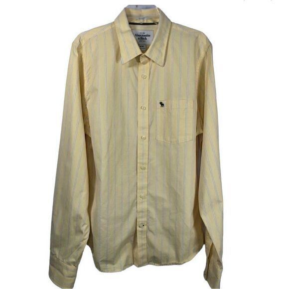 Abercrombie & Fitch Button Down Long Sleeve Shirt Yellow Muscle Fit XXL - Picture 1 of 10